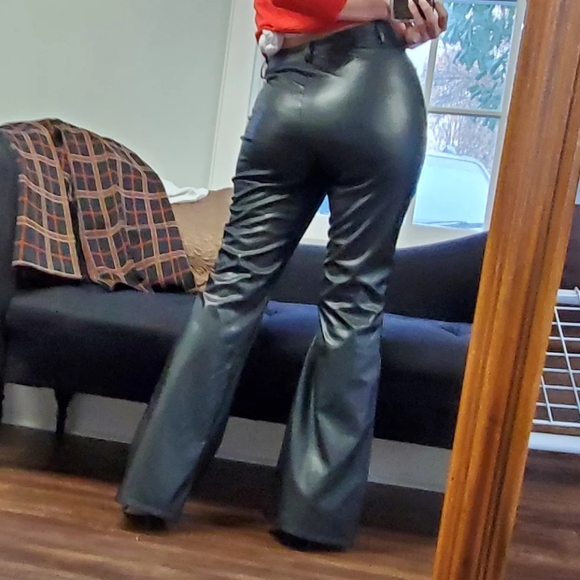 High Rise Fleece Lined Pleather Bell
bottoms - Picture 4 of 6